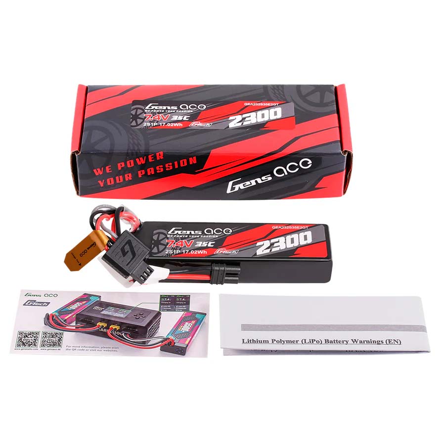 GENS ACE GEA232S35E2GT - GensAce G-Tech Hard 2S 7.4V-2300-35C 101x31x21mm 115g EC2