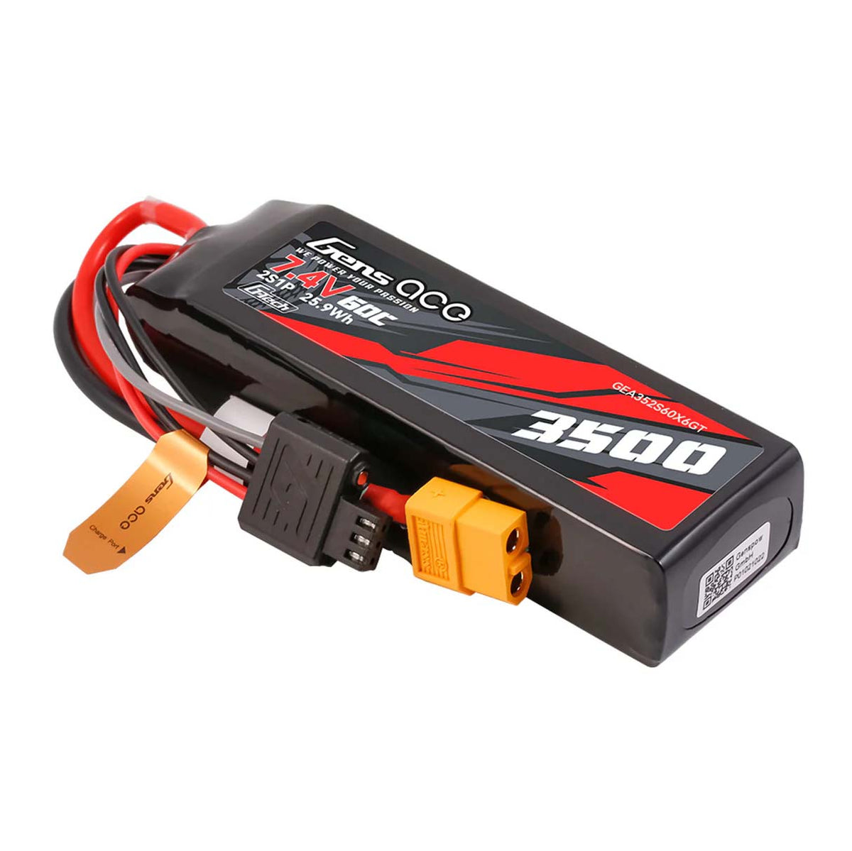 GENS ACE GEA352S60X6GT - GensAce G-Tech Hard 2S 7.4V-3500-60C 100x34x22mm 179g XT60