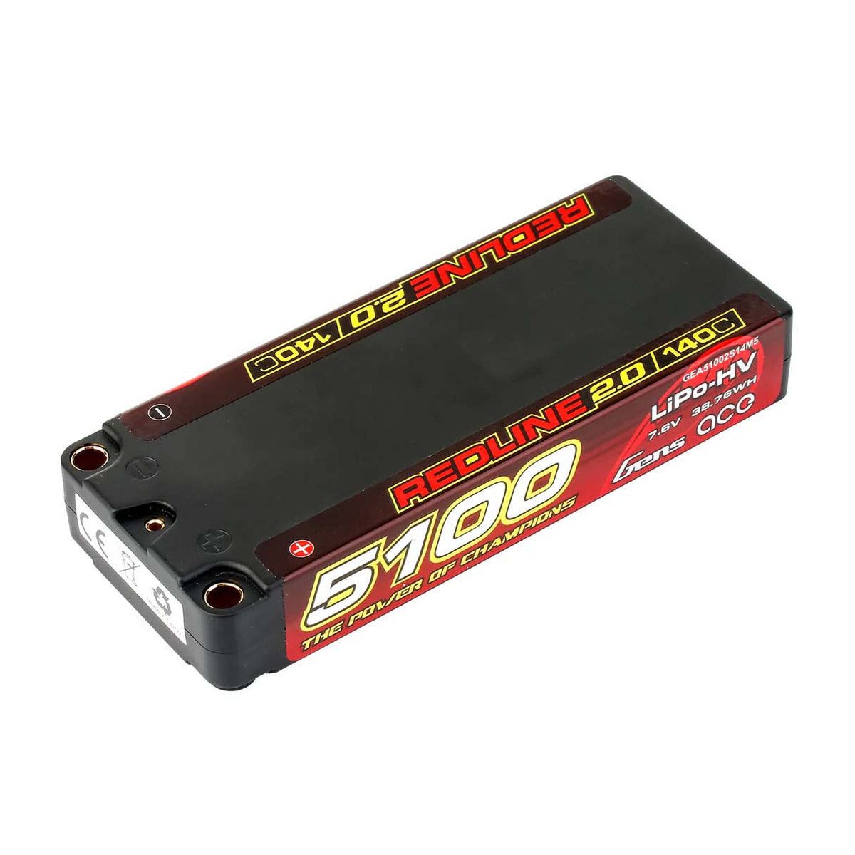 GENS ACE GEA51002S14M5 - GensAce Redline 2.0 Mid Size 2S HV 7.6V-140C-5100 113x47x19mm 191g