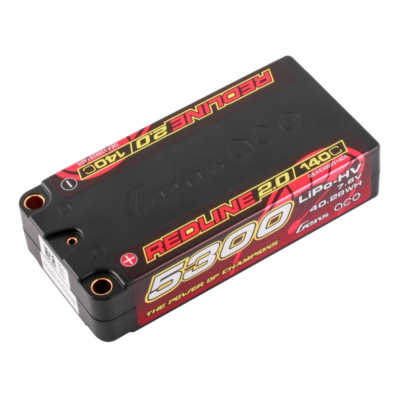 GENS ACE GEA53002S14D5 - GensAce Redline 2.0 Shorty 2S HV 7.6V-140C-5300 96x47x22.5mm 199g