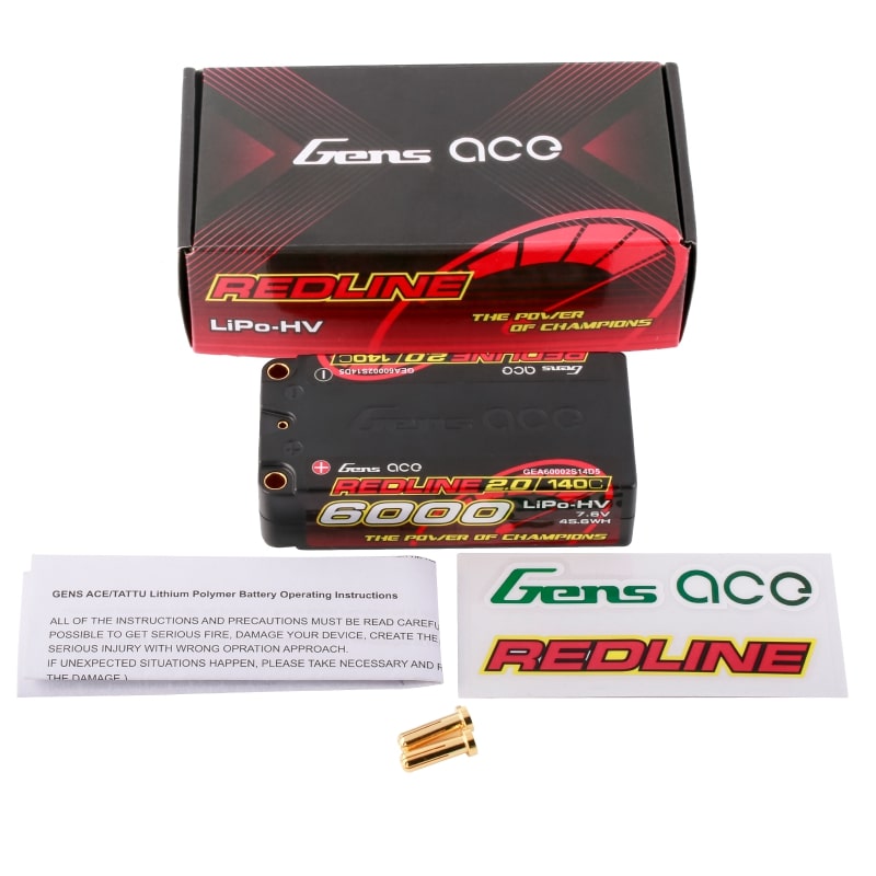 GENS ACE GEA60002S14D5 - GensAce Redline 2.0 Shorty 2S HV 7.6V-140C-6000 96x47x25mm 220g