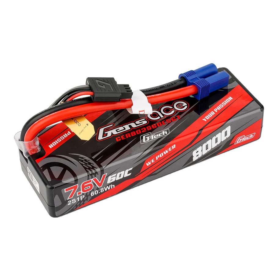 GENS ACE GEA802S60E5GT - GensAce G-Tech Hard 2S 7.6V-8000-60C 138x46x24mm 334g XT60