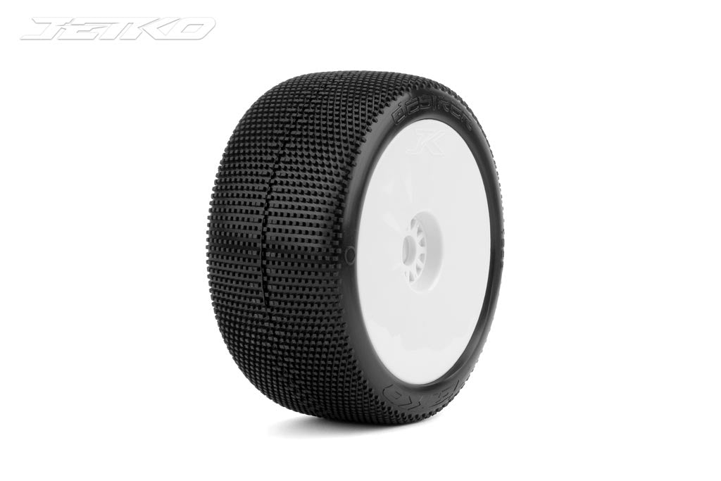 JETKO JK1203SSG - Jetko Desirer Super Soft 1:8 Truggy Pre-glued on White Rims 2 pcs