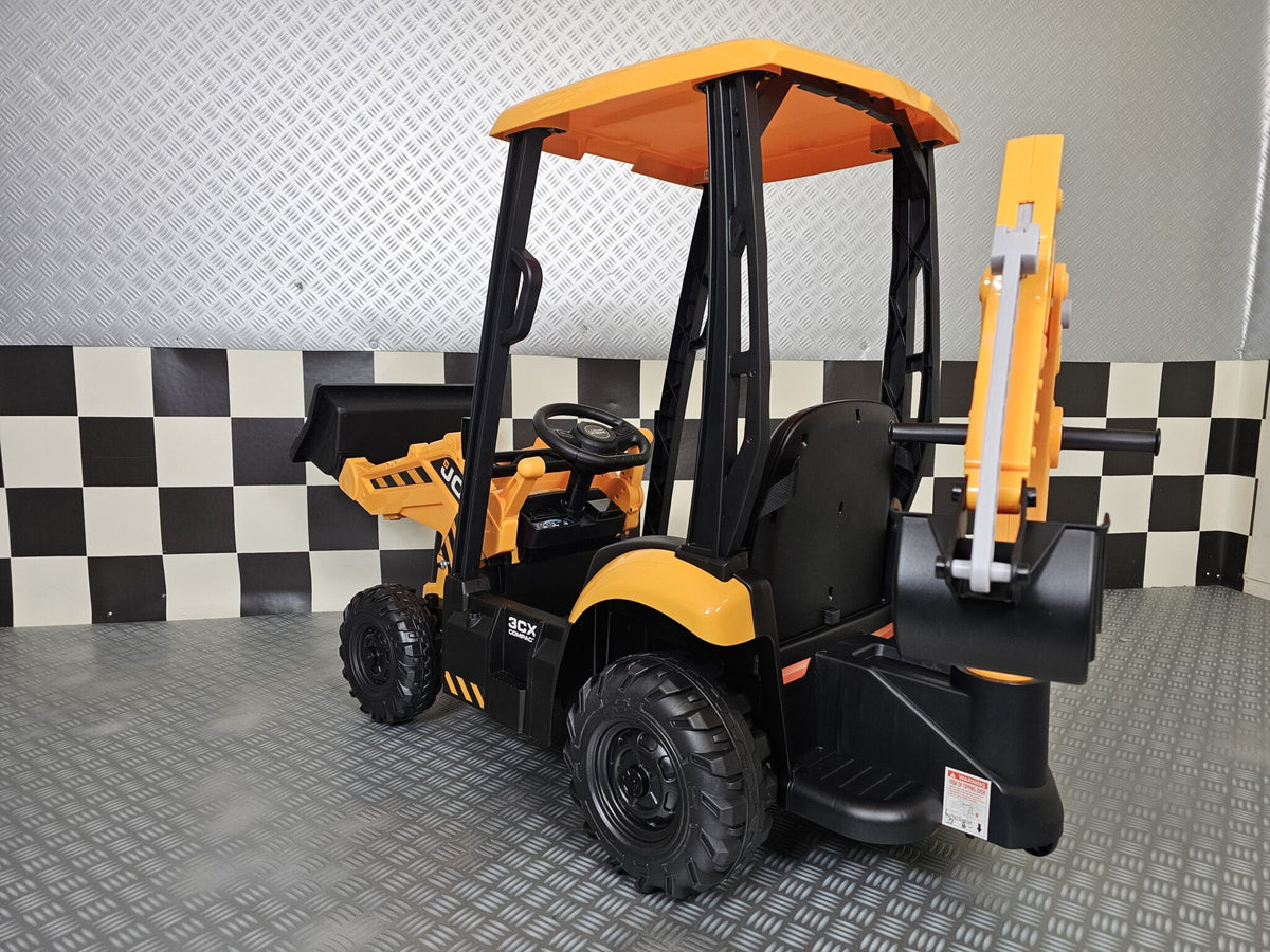 JCB Sitemaster 12V kids' tractor with roof