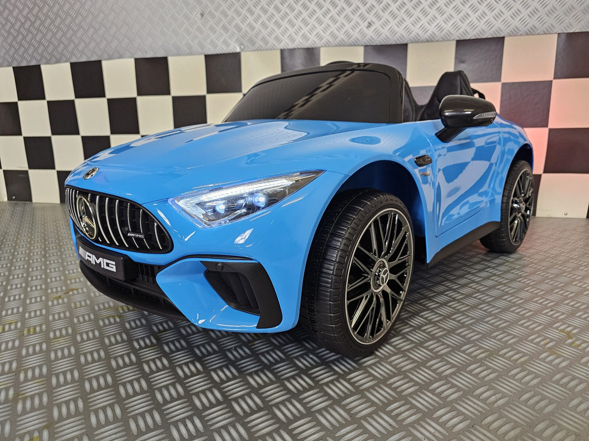 Mercedes-Benz SL63 12V electric car for kids – 1 seat, metallic blue