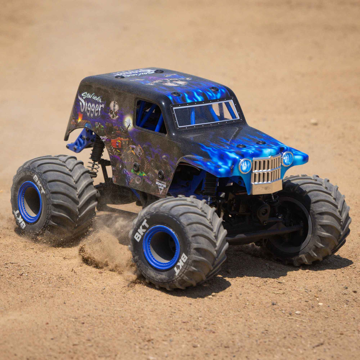 1/18 Mini LMT Son Uva Digger 2S 4X4 RTR Brushed Monster Truck (Battery & Charger Included), Blue
