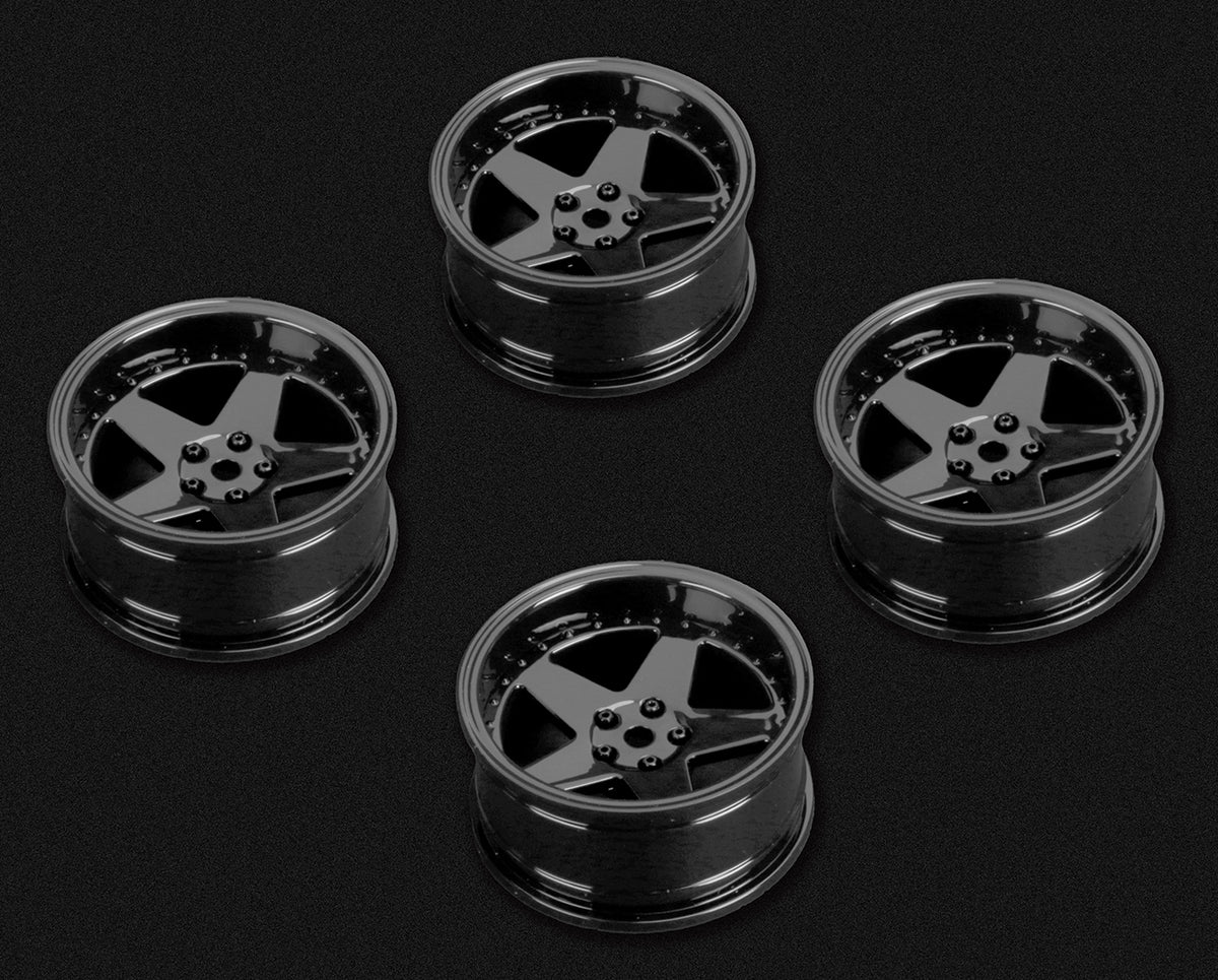 Tires &amp; Wheels Drift / 5-Spoke Black (2,4,6,8mm Offset) 12mm Hex (4)
