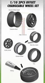 Wheels Drift 5-Spoke Bronze (2,4,6,8mm Offset) 12mm Hex (4)