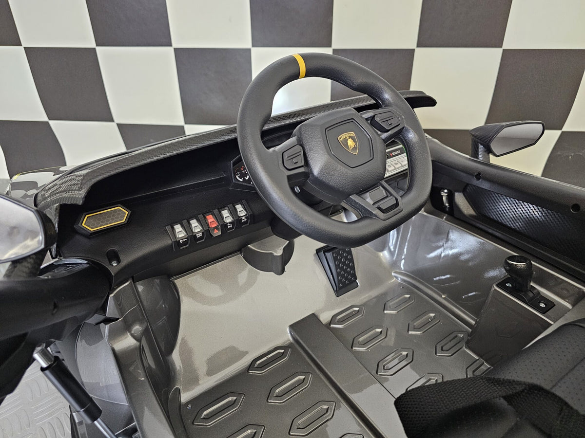 Lamborghini Auténtica 12V electric car for kids – 1 seat, metallic grey