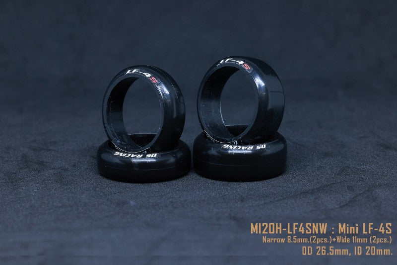 DS Racing  MI20-LF4SNW - LF4S 8.5/11mm Drift Tire Set for 1:28 Mini-Z (4)