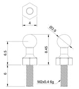Ball Link Closed M2 3.9mm  M2.5/4-40 (2)
