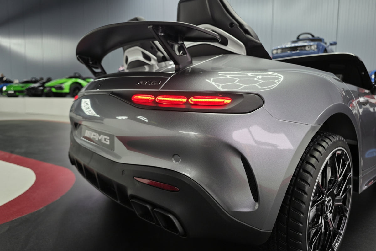 Mercedes-Benz GT63 24V electric car for kids – 2 seats, metallic grey