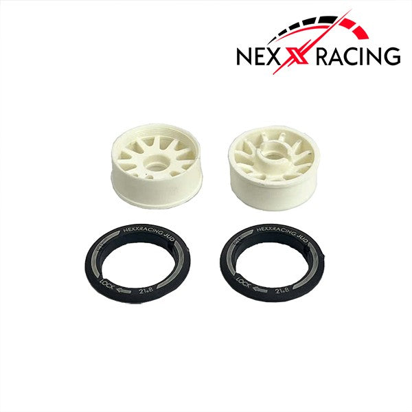 NexxRacing NXUSA-EVO-F-1-W - JUD Carbon-fiber RWD Flanged FRONT Wheels (2pcs) for Mini-Z (White) - F8.5 OFFSET -1