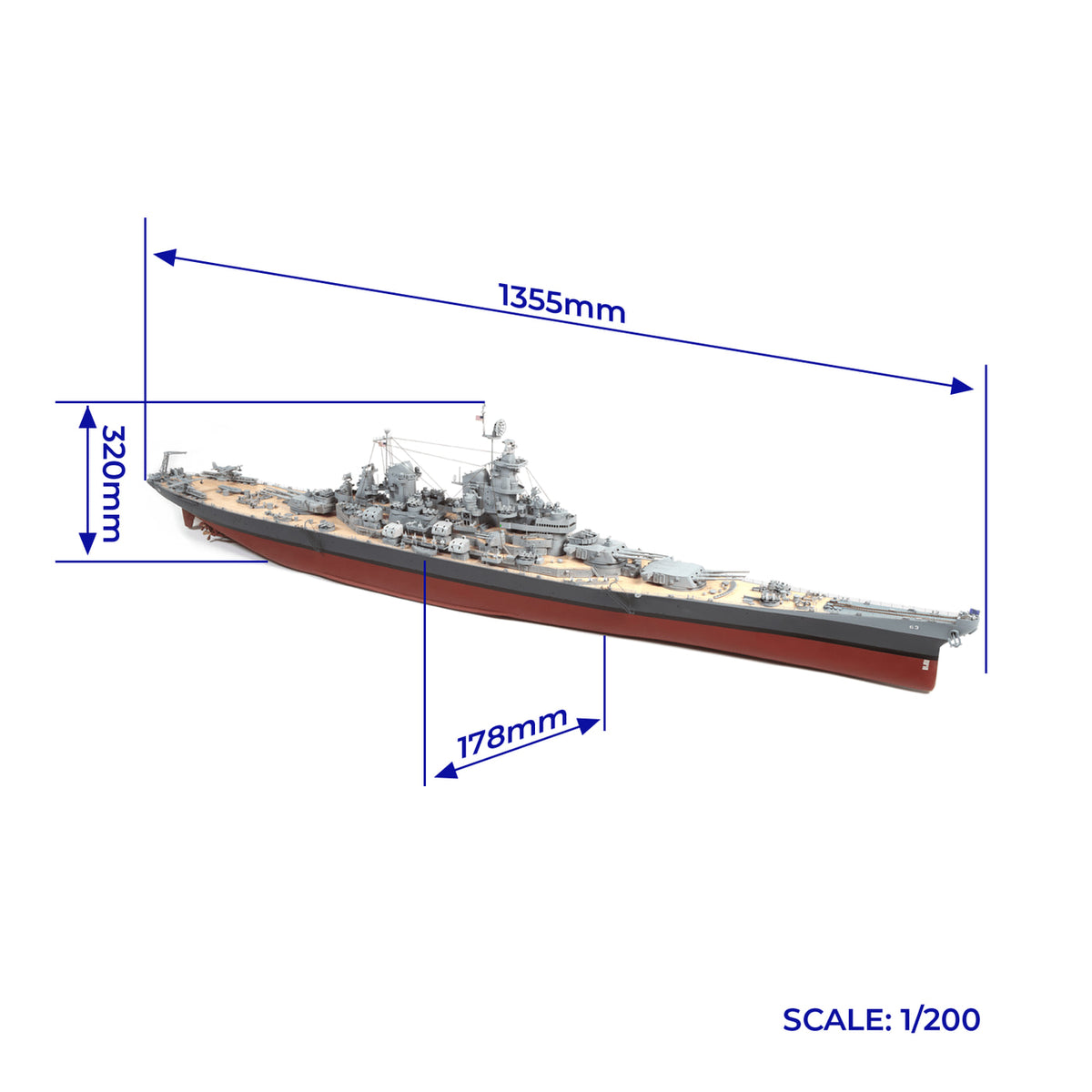 OcCre USS Missouri (BB-63) 1/200 Battleship 1355mm
