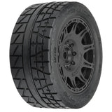 Menace HP 5.7 inches Street BELTED Tires Mounted on Raid Black 8x48 Removable 24mm Hex Wheels (2) for X-MAXX, KRATON 8S & Other Large Vehicles Front or Rear