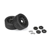 Menace HP 5.7 inches Street BELTED Tires Mounted on Raid Black 8x48 Removable 24mm Hex Wheels (2) for X-MAXX, KRATON 8S & Other Large Vehicles Front or Rear