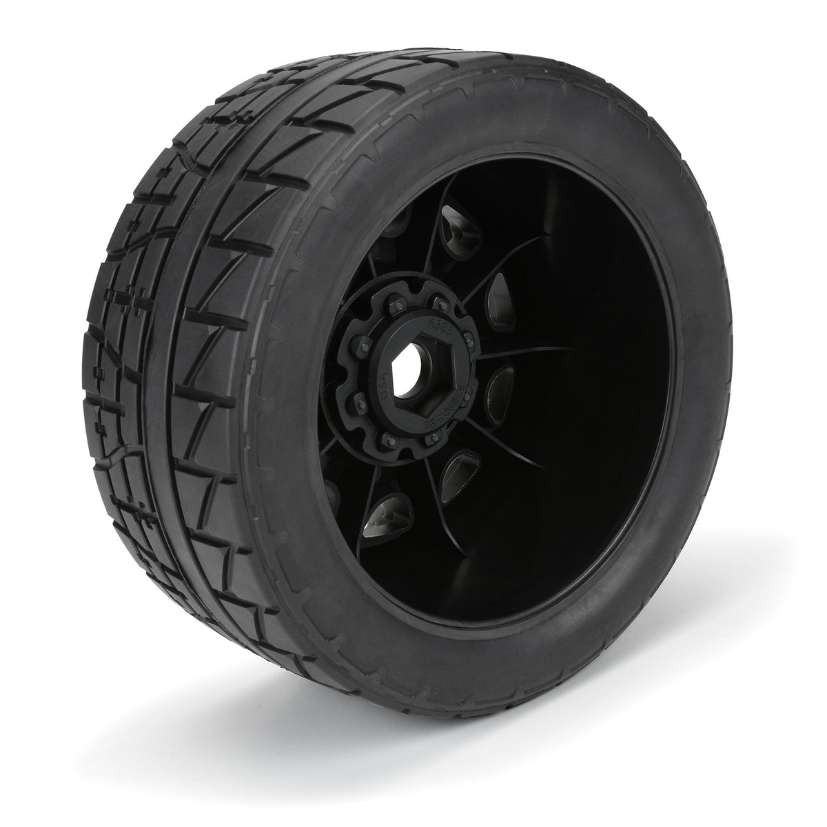 Menace HP 5.7 inches Street BELTED Tires Mounted on Raid Black 8x48 Removable 24mm Hex Wheels (2) for X-MAXX, KRATON 8S & Other Large Vehicles Front or Rear