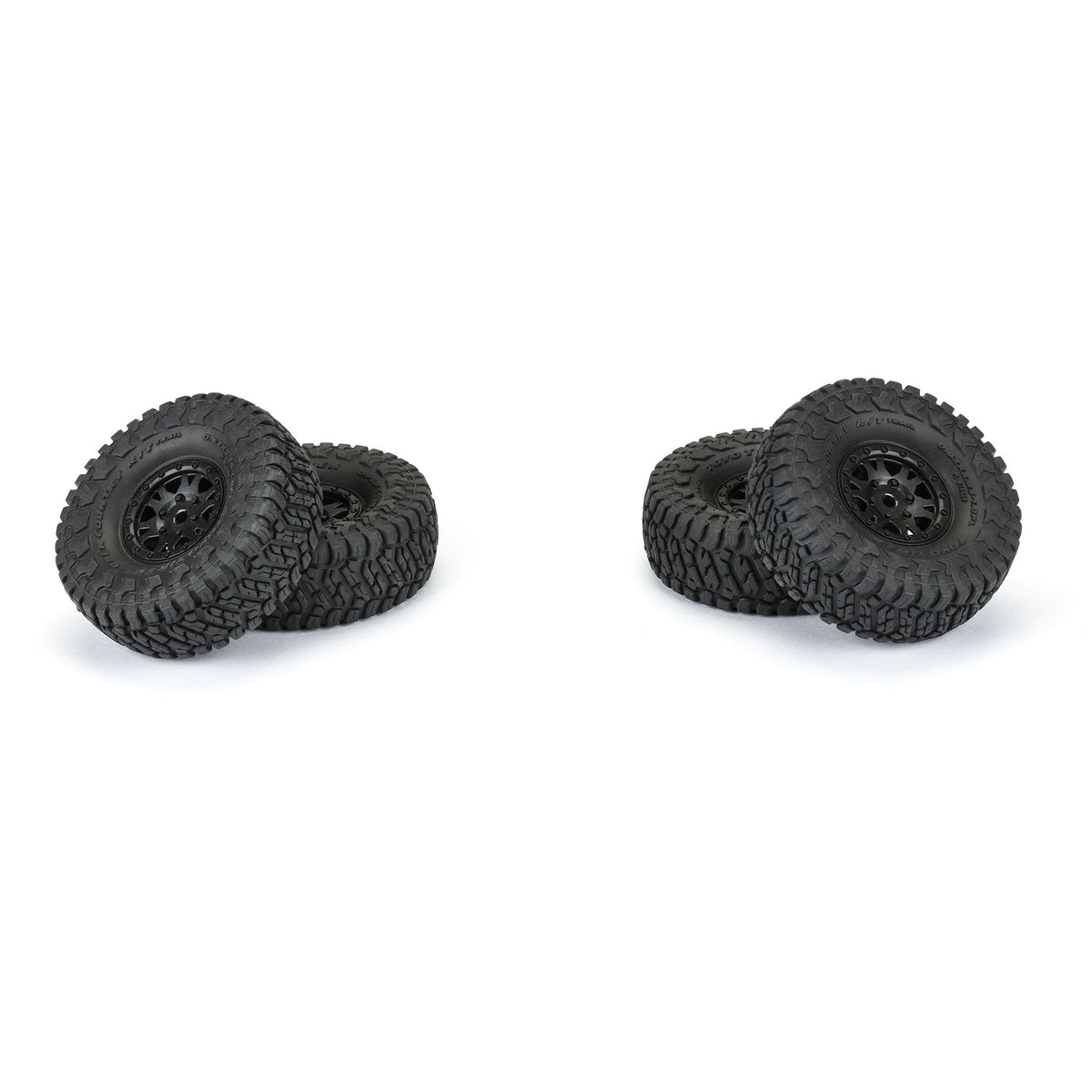 Toyo Open Country R/T Trail 1.0" Tires Mounted on Mini Impulse Black Internal Bead-Loc 7mm Hex Wheels (4) for SCX24 Front or Rear