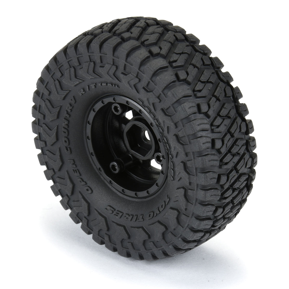 Toyo Open Country R/T Trail 1.0" Tires Mounted on Mini Impulse Black Internal Bead-Loc 7mm Hex Wheels (4) for SCX24 Front or Rear