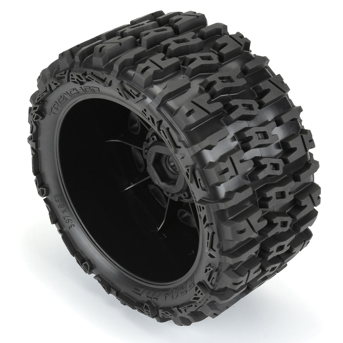 Trencher 5.7in Tires Mounted on Raid Black 8x48 Removable 24mm Hex Wheel 2 for X-MAXX, KRATON 8S & Other Large Vehicles Front or Rear