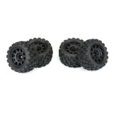 Badlands MX 1.85" All-Terrain Truck Tires (4) Mounted on Raid Black 12mm Hex Wheels for Granite GROM 4x4 Front or Rear