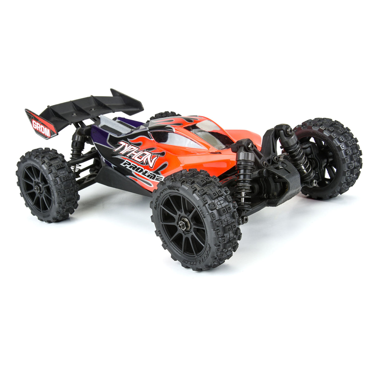 Badlands MX 1.9" All-Terrain Buggy Tires (4) Mounted on Mach-10 Black 1.9" 12mm Hex Wheels for Typhon GROM 4x4 Front or Rear