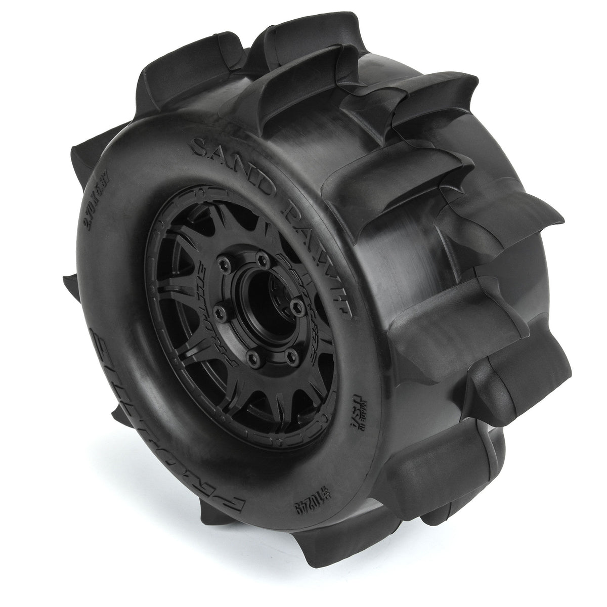 Sand Paw HP BELTED 2.8" Sand Truck Tires Mounted on Raid Black 6x30 Removable Hex (12mm & 14mm) Wheels (2)