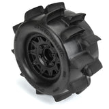 Sand Paw HP BELTED 2.8" Sand Truck Tires Mounted on Raid Black 6x30 Removable Hex (12mm & 14mm) Wheels (2)