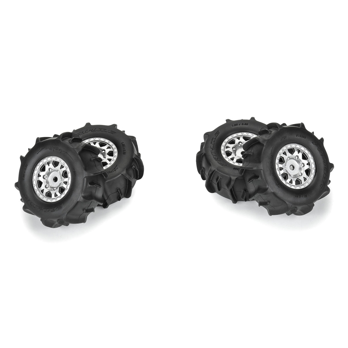 Dumont F/R Tires Mounted 12mm Hex Silver Impulse (4) for Arrma Mojave Grom
