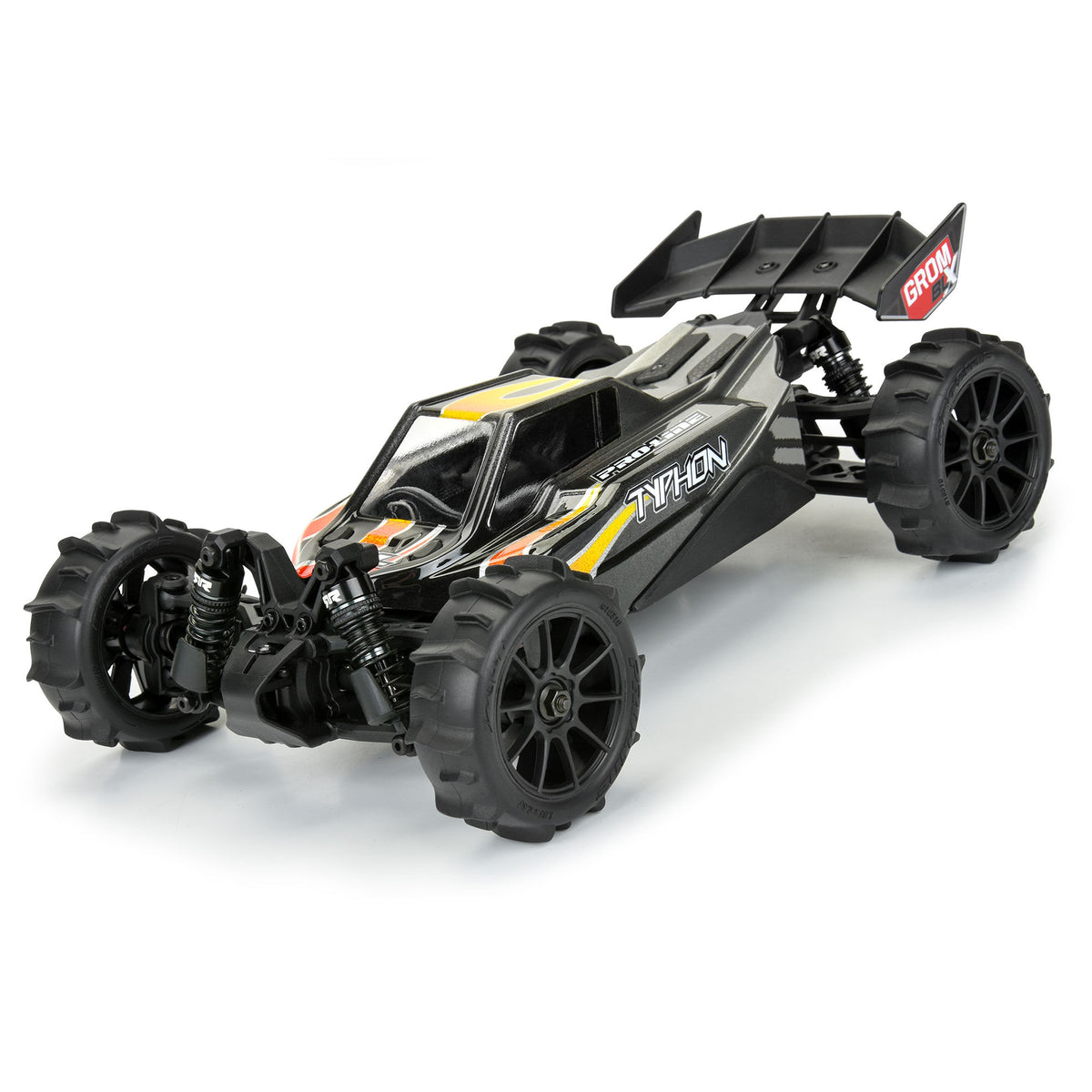 Dumont F/R Tires Mounted 12mm Hex Black Mach 10 (4) for Arrma Typhon Grom