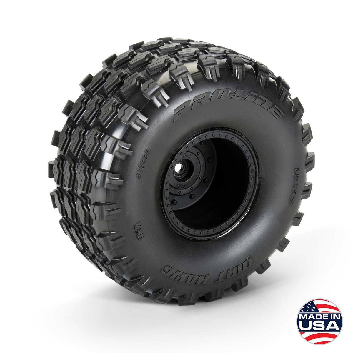 Dirt Hawg 2.0 F/R 2.6" MT Tires Mounted Arrma Stock Wheel Black (2) for ARRMA QUAKE & GORGON