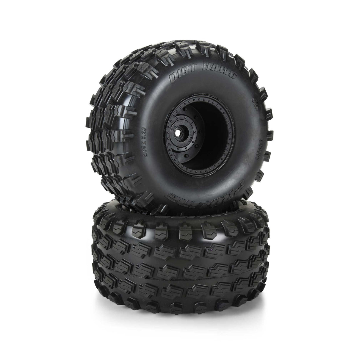 Dirt Hawg 2.0 F/R 2.6" MT Tires Mounted Arrma Stock Wheel Black (2) for ARRMA QUAKE & GORGON