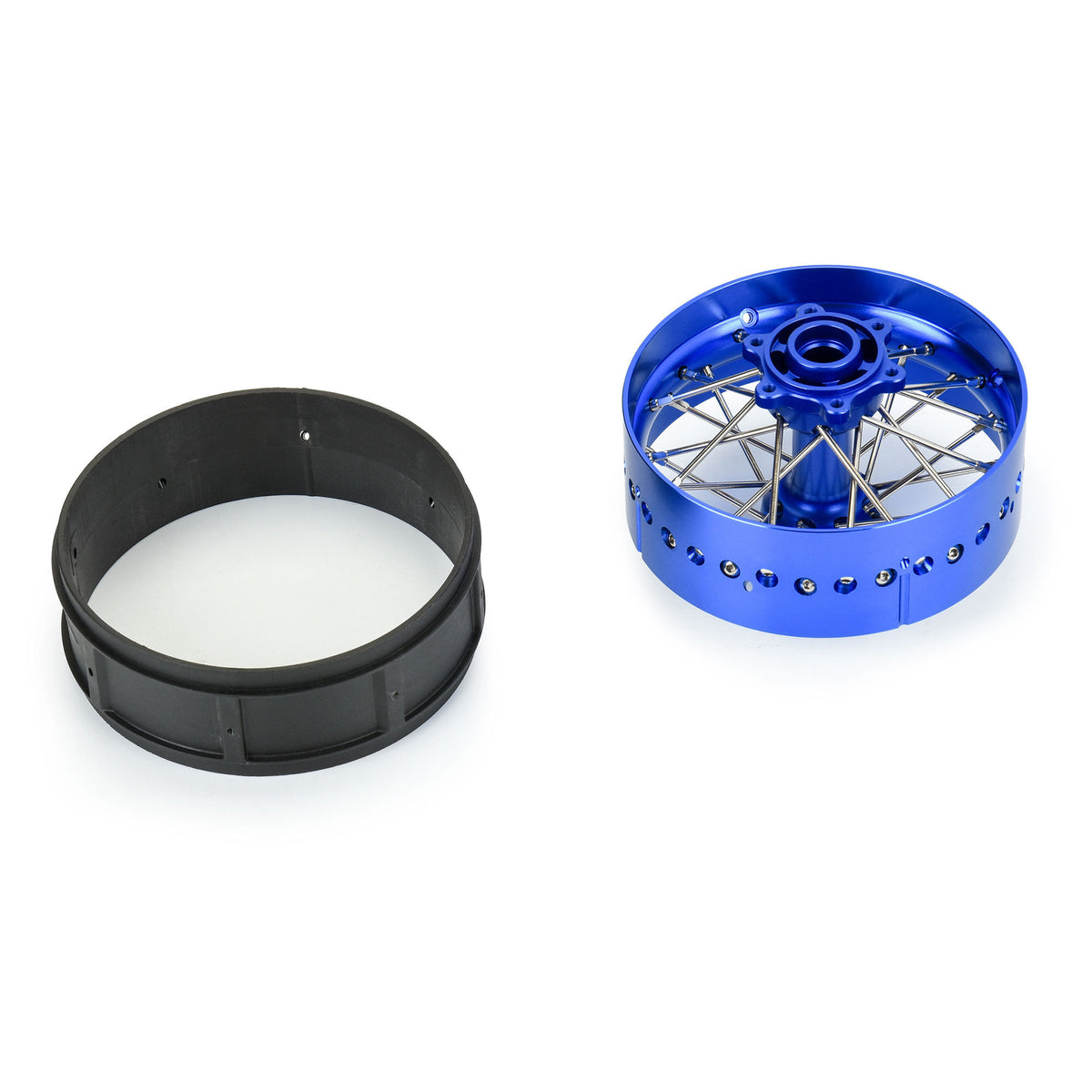 Pro-Spec Aluminum V2 Bead Rear Wheel Blue/Blue (1): Losi Promoto-SM