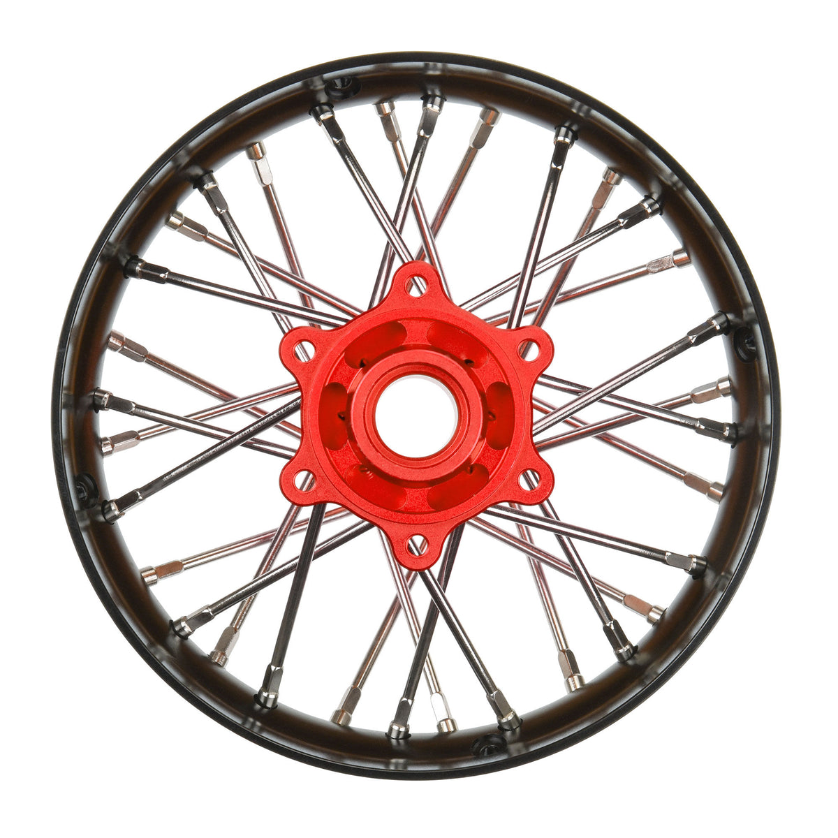 Pro-Spec Aluminum V2 Bead Rear Wheel Black/Red (1): Losi Promoto-SM