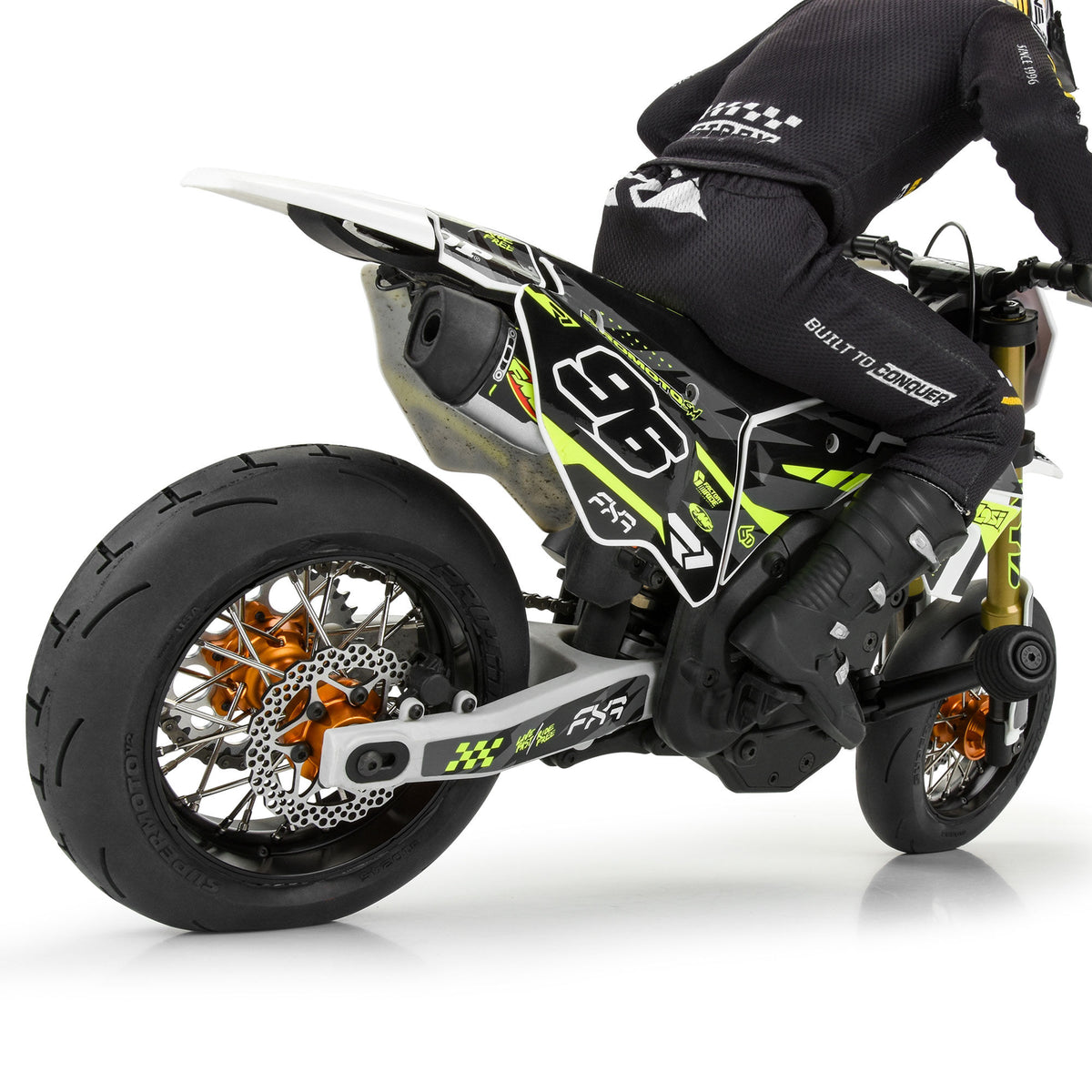 Pro-Spec Aluminum V2 Bead Rear Wheel Black/Gold (1): Losi Promoto-SM