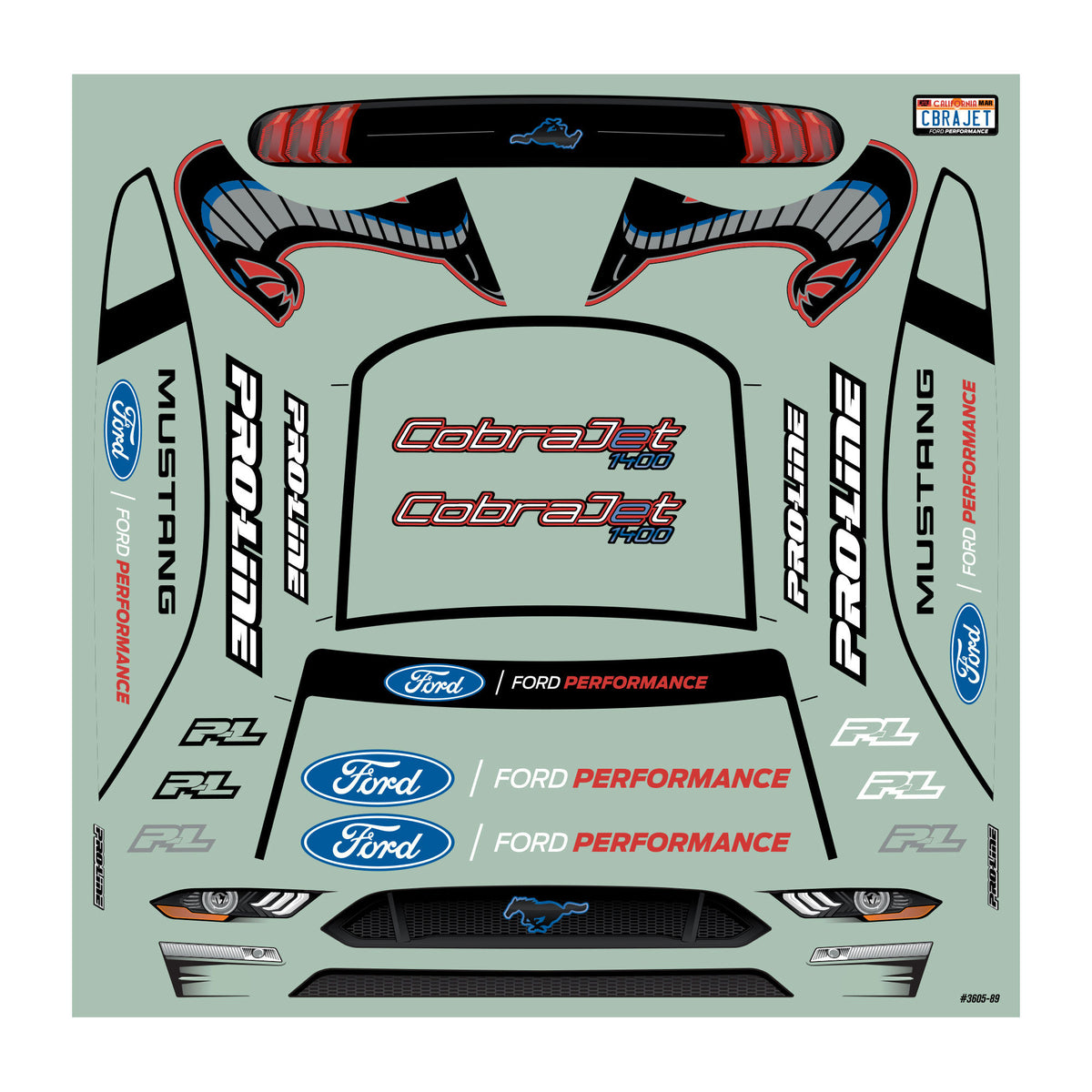 1/16 '21 Mustang Cobra Jet Clr Bdy: Losi Mini Drag