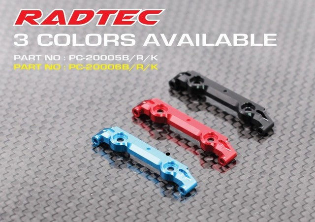 Radtec PC-20006R - Mini-Z MR-04 Front Upper Arm Mount, Wide Chassis, 1 Deg Camber  (1pcs) Red
