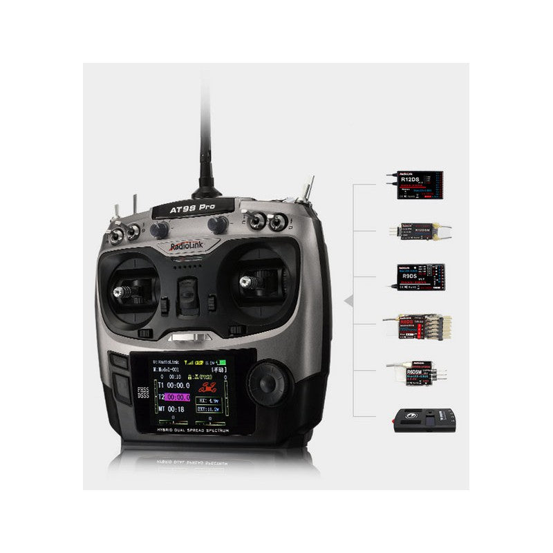 AT9S Pro 10/12-Channels radio (Mode 1) with R9DS Receiver