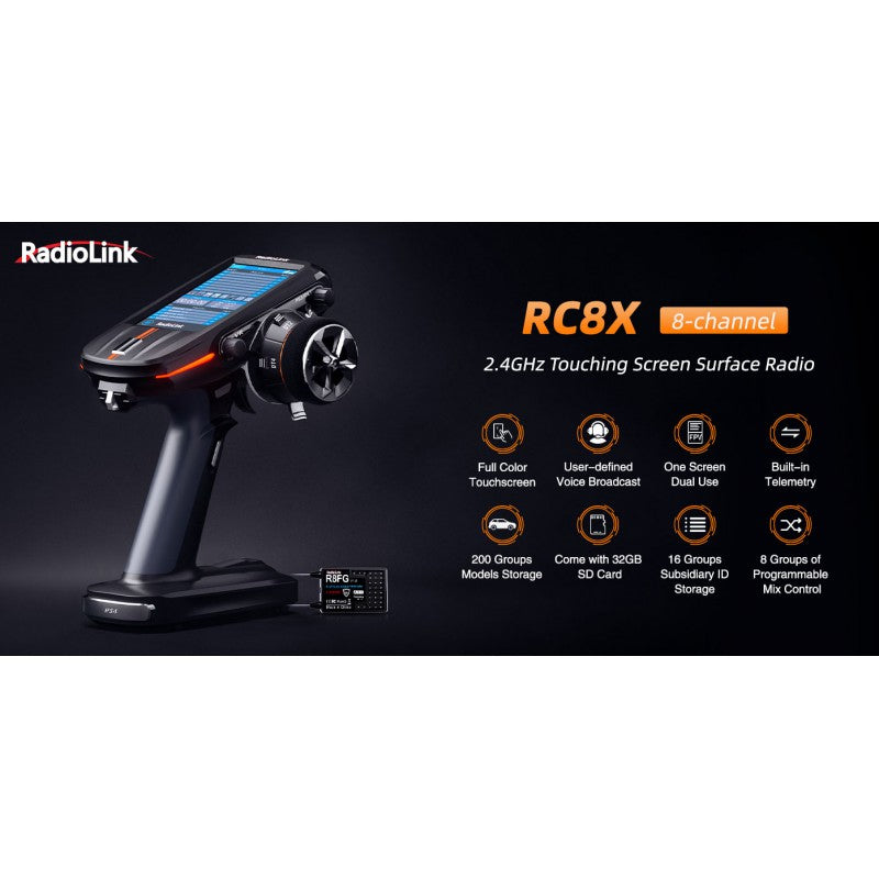 RC8x 8-Channels radio with R8FG & R4FGM Receiver & transport bag