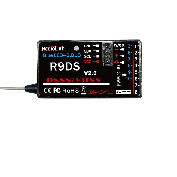 AT9S Pro Radio Mode1 Incl. 2pcs R9DS Receiver