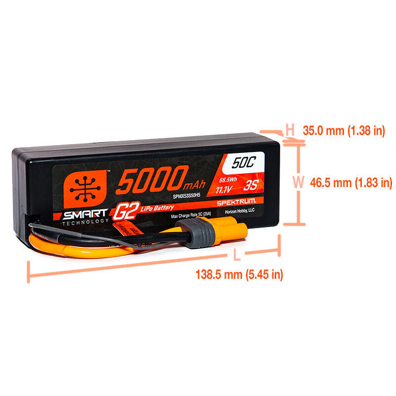 5000mAh 3S 11.1V Smart G2 LiPo 50C Hard Case; IC5