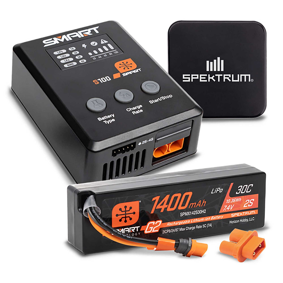 Smart Powerstage Bundle: 1400mAh 2S 30C LiPo Battery (IC2) / S100 Charger / 65W Power Block / Adapter