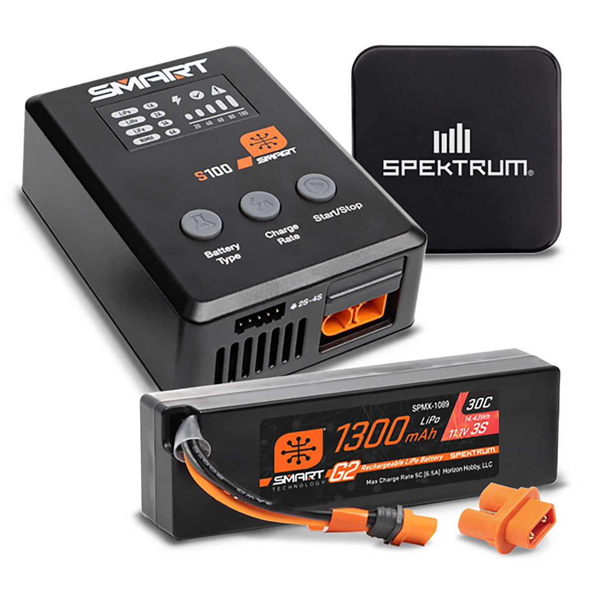 Smart Powerstage Bundle: 1300mAh 3S 30C LiPo Battery (IC2) / S100 Charger / 65W Power Block / Adapter