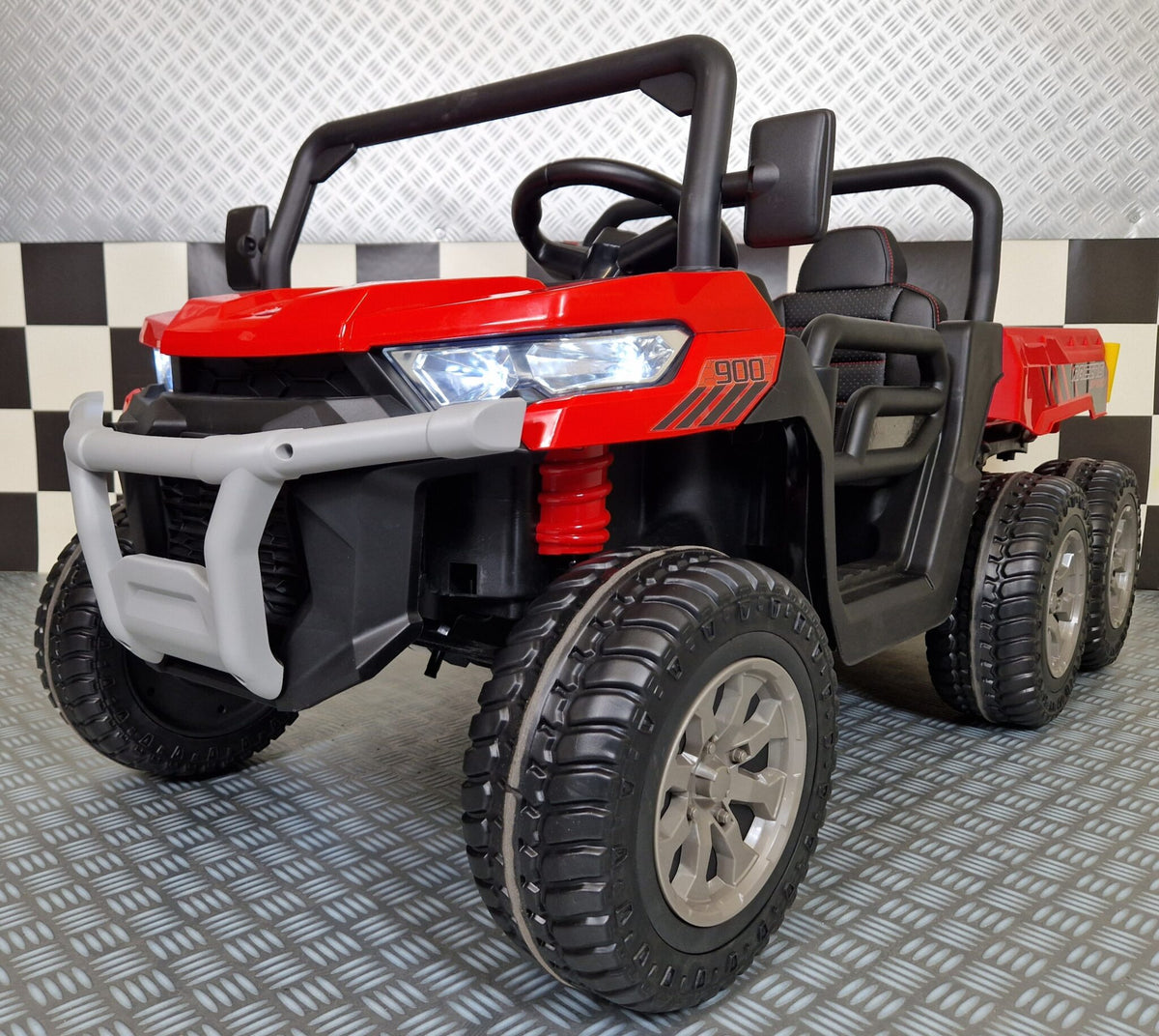Jeep Transporter 24V electric car for kids with tipper bed – red