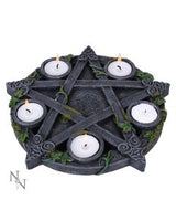 Set of 2 Wiccan Pentagram Candlesticks Witch Candle Holders