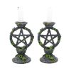 Set of 2 Wiccan Pentagram Candlesticks Witch Candle Holders