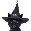 Purrah Black Witch Cat Hanging Decorative Ornament 11.5cm
