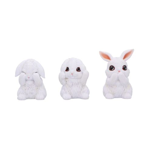 Three Wise White Bunny Figurines