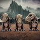 Three Wise See No, Hear No, Speak No,  Tyrannosaurus Rex Dinosaur Figurines