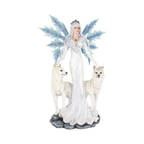 Aura Large Ice Fairy with Two Winter Wolf Companions Figurine – billede 3